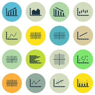 Grafikler, diyagramlar ve istatistik simgeler kümesi. Premium Kalite simgesi derleme. Simgeler, Web, uygulama ve kullanıcı arabirimi tasarımı için kullanılabilir. Vektör çizim, Eps10.
