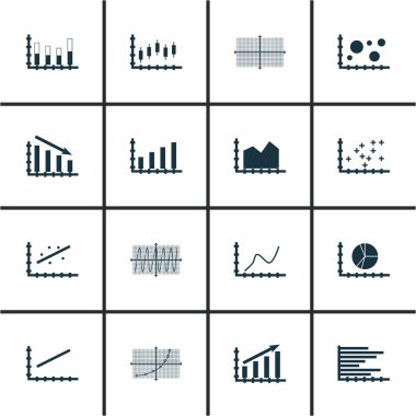 Grafikler, diyagramlar ve istatistik simgeler kümesi. Premium Kalite simgesi derleme. Simgeler, Web, uygulama ve kullanıcı arabirimi tasarımı için kullanılabilir. Vektör çizim, Eps10.
