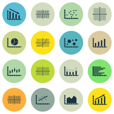 Grafikler, diyagramlar ve istatistik simgeler kümesi. Premium Kalite simgesi derleme. Simgeler, Web, uygulama ve kullanıcı arabirimi tasarımı için kullanılabilir. Vektör çizim, Eps10.