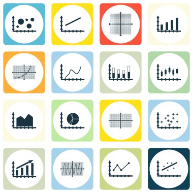 Grafikler, diyagramlar ve istatistik simgeler kümesi. Premium Kalite simgesi derleme. Simgeler, Web, uygulama ve kullanıcı arabirimi tasarımı için kullanılabilir. Vektör çizim, Eps10.