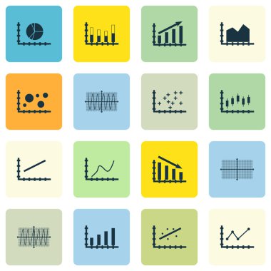 Grafikler, diyagramlar ve istatistik simgeler kümesi. Premium Kalite simgesi derleme. Simgeler, Web, uygulama ve kullanıcı arabirimi tasarımı için kullanılabilir. Vektör çizim, Eps10.