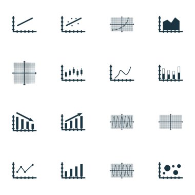 Grafikler, diyagramlar ve istatistik simgeler kümesi. Premium Kalite simgesi derleme. Simgeler, Web, uygulama ve kullanıcı arabirimi tasarımı için kullanılabilir. Vektör çizim, Eps10.