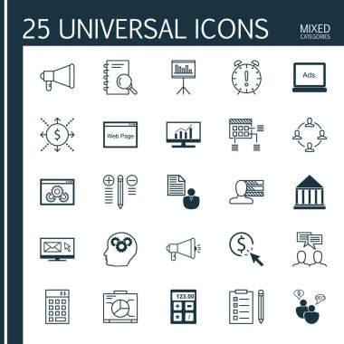 Tıklama Başına Ödeme Evrensel Simgeler Seti, Viral Pazarlama, Grafik ve Daha Fazlası. Üstün Kaliteli Eps10 Vektör İllüstrasyon Web, Mobil ve Infographic Tasarım için.