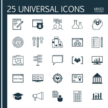 Web Sayfasında Evrensel Simgeler Kümesi, Anahtar Kelime Sıralaması, Odak Grubu ve Daha Fazlası. Üstün Kaliteli Eps10 Vektör İllüstrasyon Web, Mobil ve Infographic Tasarım için.