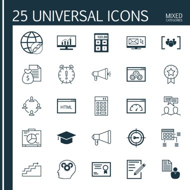 Para Gelir, Sayfa Hızı, Ödül Ve Daha Evrensel Simgeler Ayarlayın. Üstün Kaliteli Eps10 Vektör İllüstrasyon Web, Mobil ve Infographic Tasarım için.