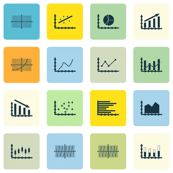 Serie di grafici, diagrammi e icone statistiche. Collezione Premium Quality Symbol. Le icone possono essere utilizzate per Web, App e Ui Design. Illustrazione vettoriale, EPS10 . — Vettoriale Stock