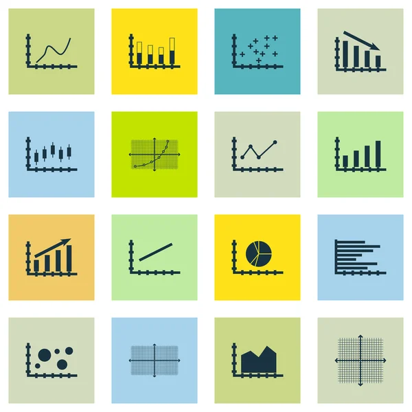 Set Of Graphs, Diagrams And Statistics Icons. Premium Quality Symbol Collection. Icons Can Be Used For Web, App And UI Design. Vector Illustration, EPS10. — Stock Vector