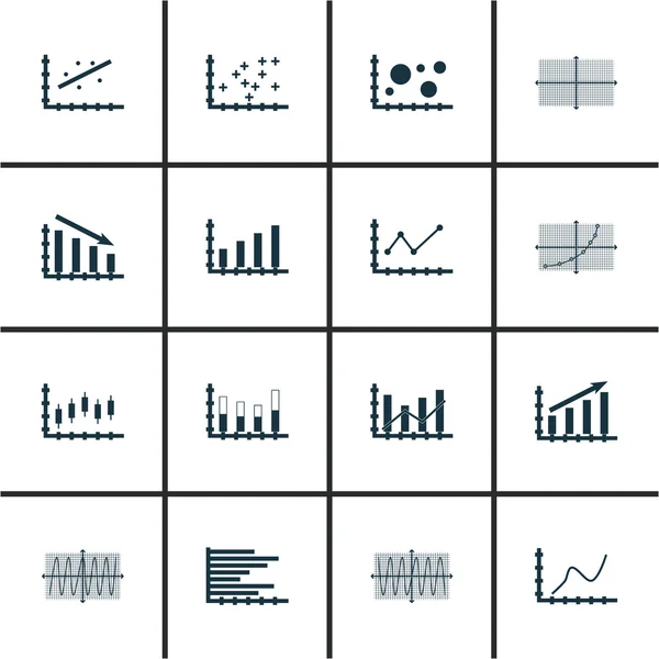 Conjunto de gráficos, diagramas e iconos estadísticos. Colección de Símbolos de Calidad Premium. Los iconos se pueden utilizar para el diseño de la tela, de la aplicación y de Ui. Ilustración vectorial, EPS10 . — Vector de stock