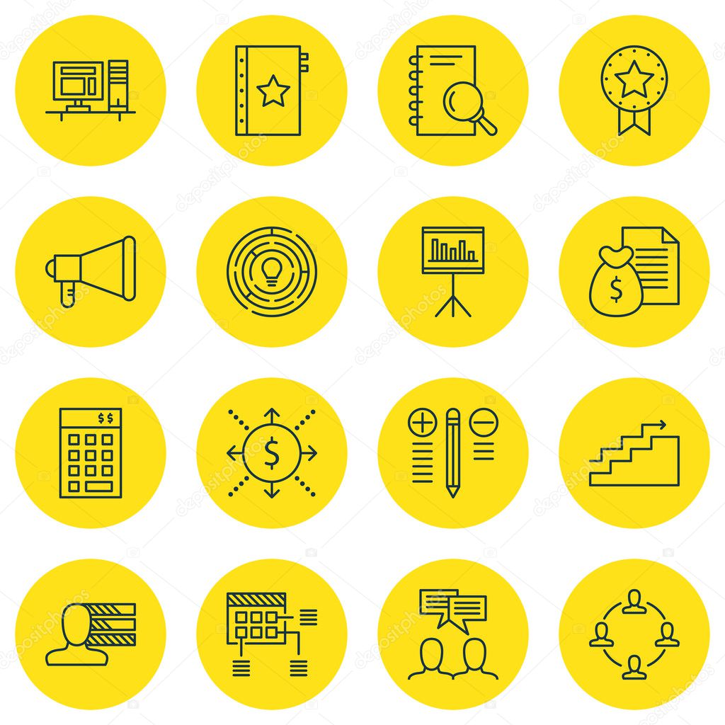 Set Of Project Management Icons On Money Revenue, Research, Team Meeting And More. Premium Quality EPS10 Vector Illustration For Mobile, App, UI Design.
