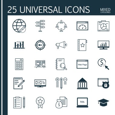 Para Gelir, Viral Pazarlama, Yatırım Ve Daha Fazlası Evrensel Simgeler Set. Üstün Kaliteli Eps10 Vektör İllüstrasyon Web, Mobil ve Infographic Tasarım için.