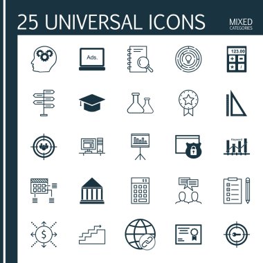 Şapka, Yatırım, Hedef Anahtar Kelimeler Ve Daha Fazlası Evrensel Simgeler Ayarlayın. Üstün Kaliteli Eps10 Vektör İllüstrasyon Web, Mobil ve Infographic Tasarım için.