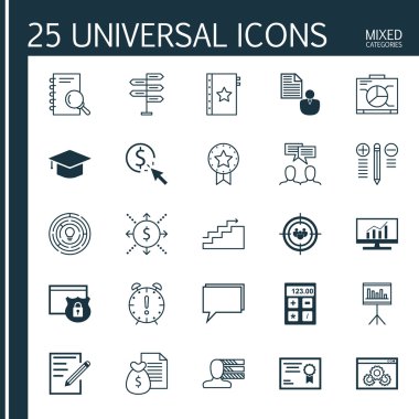 İstatistikler, Karar Verme, Diploma Ve Daha Fazlası Evrensel İkonlar Kümesi. Üstün Kaliteli Eps10 Vektör İllüstrasyon Web, Mobil ve Infographic Tasarım için.