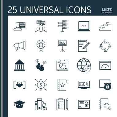 Promosyon, Bağlantı Kurma, Kişilik Ve Daha Fazlası Evrensel Simgeler Seti. Üstün Kaliteli Eps10 Vektör İllüstrasyon Web, Mobil ve Infographic Tasarım için.