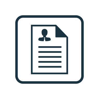 Erkek özgeçmiş simgesi üzerinde Insan Kaynakları sembolü vektör illüstrasyon. Üstün Kalite İzole Müfredat Vitae Icon Element Trendy Düz Stil.