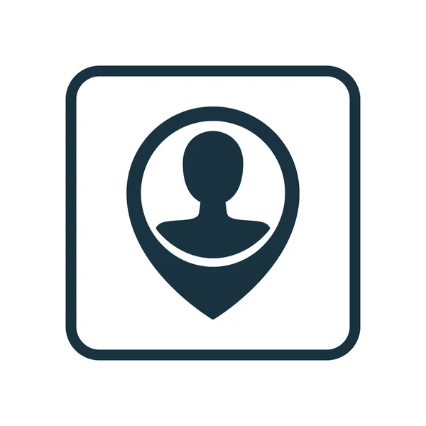Vektor illustration av Human Resources symbol på PIN manliga användaren ikon. Premium kvalitet isolerad anställd platsikon element i trendig platt stil. — Stock vektor