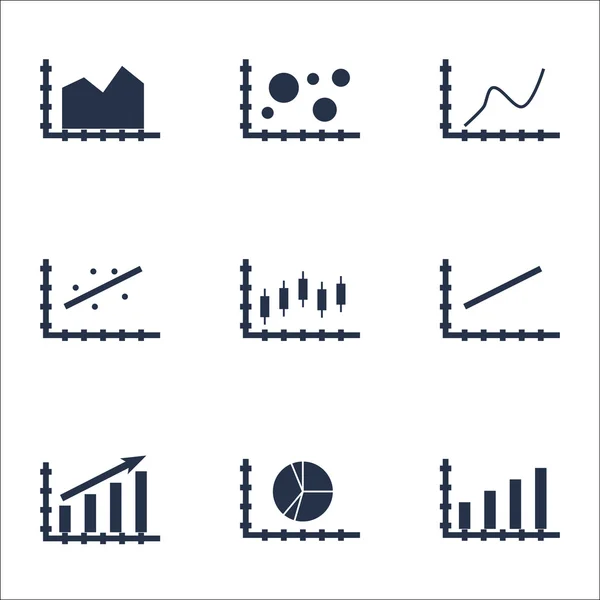 Set Of Graphs, Diagrams And Statistics Icons. Premium Quality Symbol Collection. Icons Can Be Used For Web, App And UI Design. Vector Illustration, EPS10. — Stock Vector