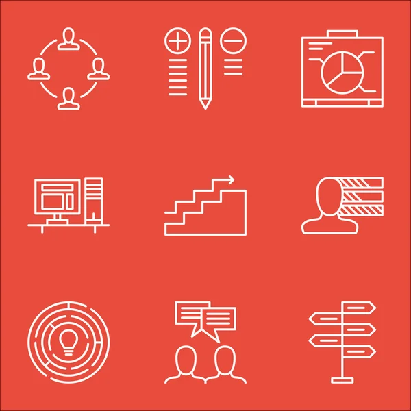 Conjunto de iconos de gestión de proyectos en computadoras, innovación, oportunidades y más. Incluye colaboración, innovación, crecimiento y otros iconos vectoriales . — Vector de stock