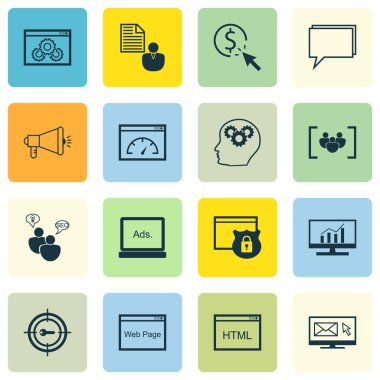 Set Seo, Pazarlama Ve Reklam Simgeleri Seo Brainstorm, Web Sitesi, Beyin Süreci Ve Daha Fazlası. Anahtar Kelime Pazarlama, Anket, Bülten Ve Diğer Vektör Simgeleri içerir.