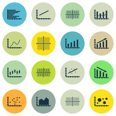 Grafikler, diyagramlar ve istatistik simgeler kümesi. Premium Kalite simgesi derleme. Simgeler, Web, uygulama ve kullanıcı arabirimi tasarımı için kullanılabilir. Vektör çizim, Eps10.
