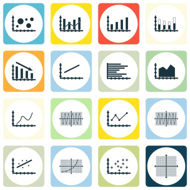 Grafikler, diyagramlar ve istatistik simgeler kümesi. Premium Kalite simgesi derleme. Simgeler, Web, uygulama ve kullanıcı arabirimi tasarımı için kullanılabilir. Vektör çizim, Eps10.