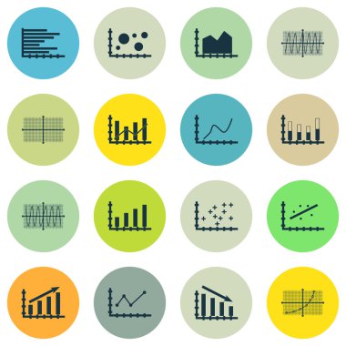 Grafikler, diyagramlar ve istatistik simgeler kümesi. Premium Kalite simgesi derleme. Simgeler, Web, uygulama ve kullanıcı arabirimi tasarımı için kullanılabilir. Vektör çizim, Eps10.