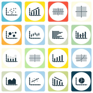 Grafikler, diyagramlar ve istatistik simgeler kümesi. Premium Kalite simgesi derleme. Simgeler, Web, uygulama ve kullanıcı arabirimi tasarımı için kullanılabilir. Vektör çizim, Eps10.