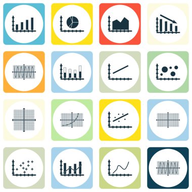 Grafikler, diyagramlar ve istatistik simgeler kümesi. Premium Kalite simgesi derleme. Simgeler, Web, uygulama ve kullanıcı arabirimi tasarımı için kullanılabilir. Vektör çizim, Eps10.