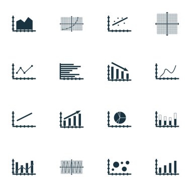 Grafikler, diyagramlar ve istatistik simgeler kümesi. Premium Kalite simgesi derleme. Simgeler, Web, uygulama ve kullanıcı arabirimi tasarımı için kullanılabilir. Vektör çizim, Eps10.