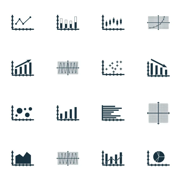 Uppsättning av grafer, diagram och statistik ikoner. Premium kvalitet Symbol Collection. Ikoner kan användas för webb, App och Ui Design. Vektorillustration, Eps10. — Stock vektor