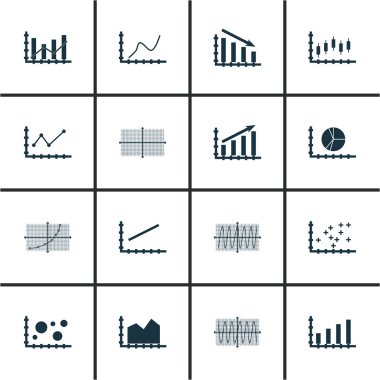 Grafikler, diyagramlar ve istatistik simgeler kümesi. Premium Kalite simgesi derleme. Simgeler, Web, uygulama ve kullanıcı arabirimi tasarımı için kullanılabilir. Vektör çizim, Eps10.