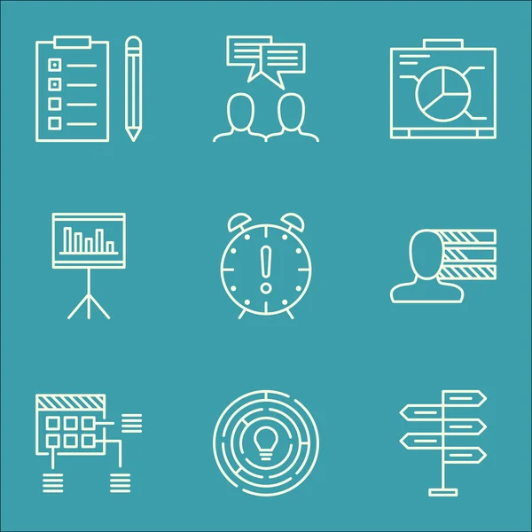 Set Of Project Management Icons On Innovation, Time Management, Discussion And More. Includes Time Management, Innovation, Schedule And Other Vector Icons. — Stock Vector