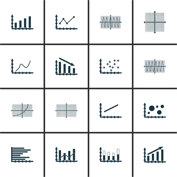 Conjunto de gráficos, diagramas e iconos estadísticos. Colección de Símbolos de Calidad Premium. Los iconos se pueden utilizar para el diseño de la tela, de la aplicación y de Ui. Ilustración vectorial, EPS10 . — Vector de stock