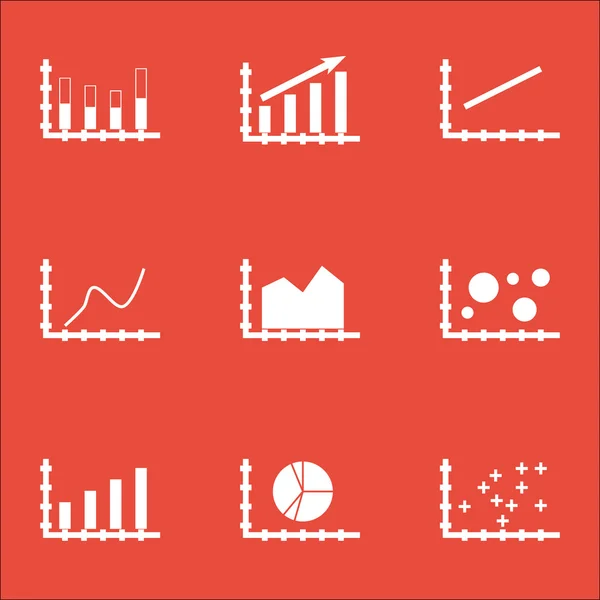 Set Of Graphs, Diagrams And Statistics Icons. Premium Quality Symbol Collection. Icons Can Be Used For Web, App And UI Design. Vector Illustration, EPS10. — Stock Vector