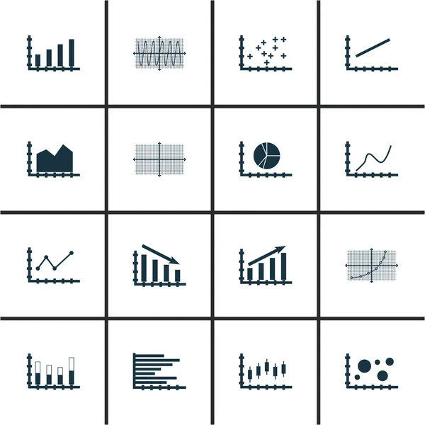 Conjunto de gráficos, diagramas e iconos estadísticos. Colección de Símbolos de Calidad Premium. Los iconos se pueden utilizar para el diseño de la tela, de la aplicación y de Ui. Ilustración vectorial, EPS10 . — Vector de stock