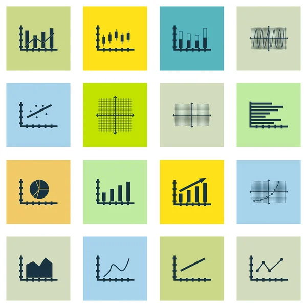 Set Of Graphs, Diagrams And Statistics Icons. Premium Quality Symbol Collection. Icons Can Be Used For Web, App And UI Design. Vector Illustration, EPS10. — Stock Vector