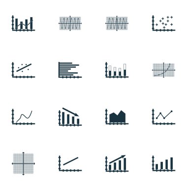 Grafikler, diyagramlar ve istatistik simgeler kümesi. Premium Kalite simgesi derleme. Simgeler, Web, uygulama ve kullanıcı arabirimi tasarımı için kullanılabilir. Vektör çizim, Eps10.