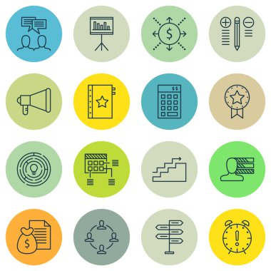 İşbirliği, Kişisel Beceriler, Duyuru ve Daha Fazla Konu Üzerine 16 Evrensel Simge ler Ayarlayın. Büyüme, Kişisel Beceriler, İnovasyon Ve Diğer Simgeler Dahil Vektör Simge Seti.