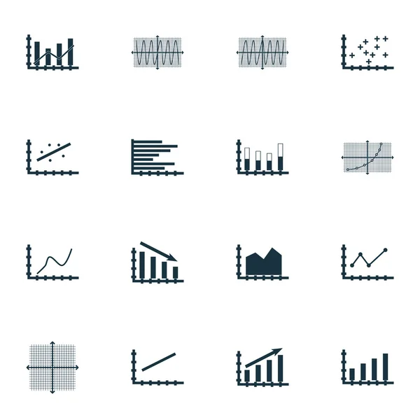 Uppsättning av grafer, diagram och statistik ikoner. Premium kvalitet Symbol Collection. Ikoner kan användas för webb, App och Ui Design. Vektorillustration, Eps10. — Stock vektor