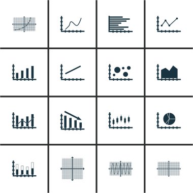 Grafikler, diyagramlar ve istatistik simgeler kümesi. Premium Kalite simgesi derleme. Simgeler, Web, uygulama ve kullanıcı arabirimi tasarımı için kullanılabilir. Vektör çizim, Eps10.