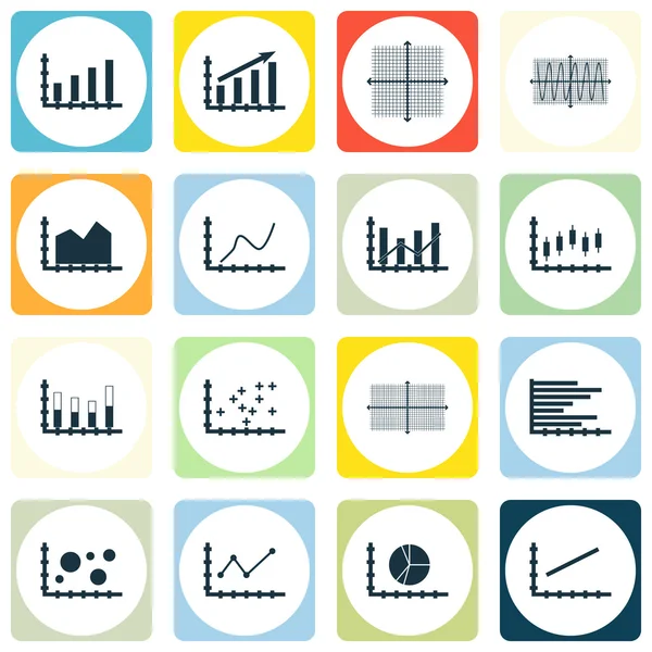 Conjunto de gráficos, diagramas e iconos estadísticos. Colección de Símbolos de Calidad Premium. Los iconos se pueden utilizar para el diseño de la tela, de la aplicación y de Ui. Ilustración vectorial, EPS10 . — Vector de stock