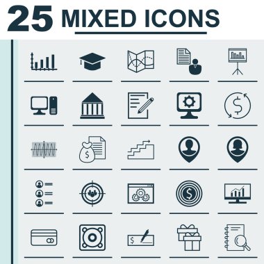 Focus Grubu, Müzik, Bilgisayar Ve Daha Fazla Konu Üzerine 25 Evrensel Simgeler Ayarlayın. Müzik, Sunum, Mezuniyet ve Diğer Simgeleri Içeren Vektör Simge Seti.