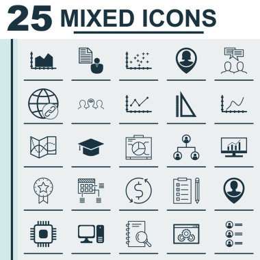 Arsa Diyagramı, Tartışma, Yol Haritası Ve Daha Fazla Konu Üzerine 25 Evrensel Simgeler Ayarlayın. İş Başvurularını, Değişiklik Grafiğini, Pin ÇalışanLarını Ve Diğer Simgeleri Içeren Vektör Simge Seti.