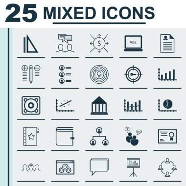 Set 25 Evrensel Simgeler İş Başvuru, Yükseltme Diyagramı, Koçluk ve Daha Fazla Konu. Eğitim Merkezi, İş Adayları, Koçluk Ve Diğer Simgeler Dahil Vektör Simge Seti.