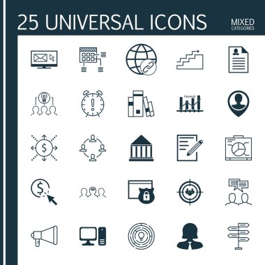 Set Of 25 Universal Icons On Newsletter, Connectivity, Announcement And More Topics. Vector Icon Set Including Discussion, Board, PPC And Other Icons.