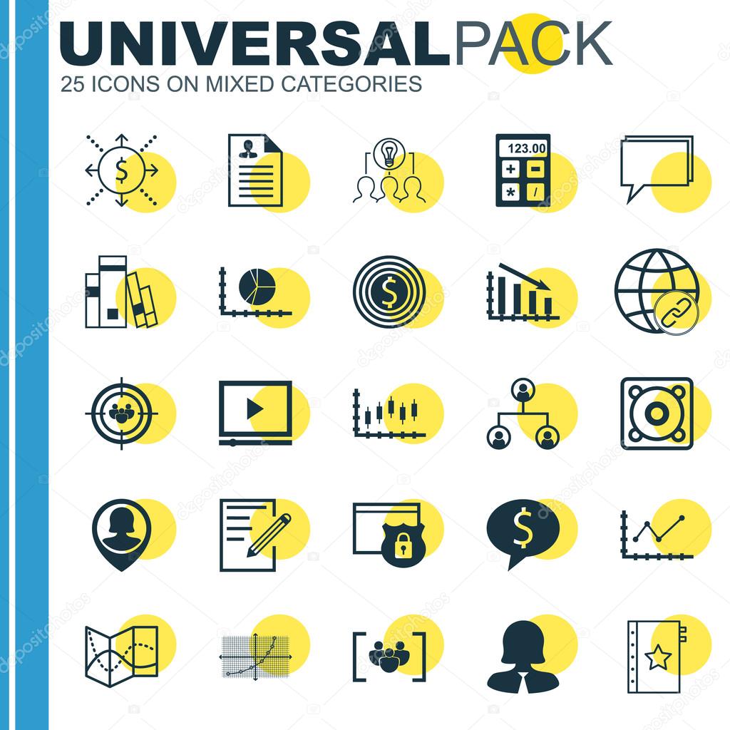 set of 25 universal icons on changes graph paper collaborative 25 by 25 graph paper