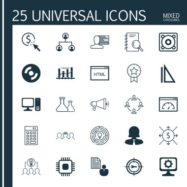 Set Of 25 Universal Icons On Loading Speed, Blank Cd, Analysis And More Topics. Vector Icon Set Including Media Campaign, Collaboration, Measurement And Other Icons.