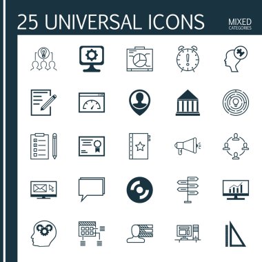 Set 25 Evrensel Simgeler Eğitim Merkezi, Garanti, Hatırlatma Ve Diğer Konular. Yönetim Kurulu, Çalışan Konumu, Pazar Araştırması ve Diğer Simgeler Dahil Vektör Simge Seti.