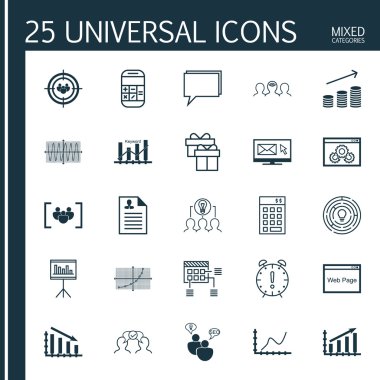 Set 25 Evrensel Simgeler Mevcut, Başarısız Grafik, Konferans Ve Daha Fazla Konu. Web Sitesi Performansı, Web Sitesi, Başarısız Grafik Simgeleri Dahil Vektör Simge Seti.