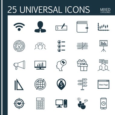 Set 25 Evrensel Simgeler İş Başvuru, Fırsat, Mevcut Ve Daha Fazla Konular. Yatırım, Mevcut, Sıralı Simgeler Dahil Vektör Simge Seti.