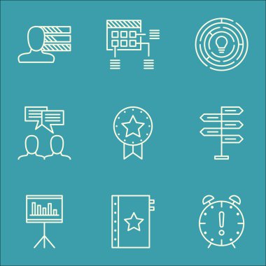 Zaman Yönetimi, Yenilik Ve Mevcut Rozet Konular Proje Yönetimi Simgeleri Ayarlayın. Değiştirilebilir Vektör Çizimi. İstatistik, Tarih ve Çatal Vektör Simgeleri içerir.